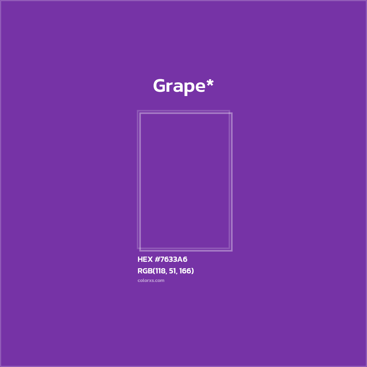 #7633A6 hex color. RGB, RYB, CMYK, HSL, HSV codes and color conversions. Matching color names, palettes, paints.