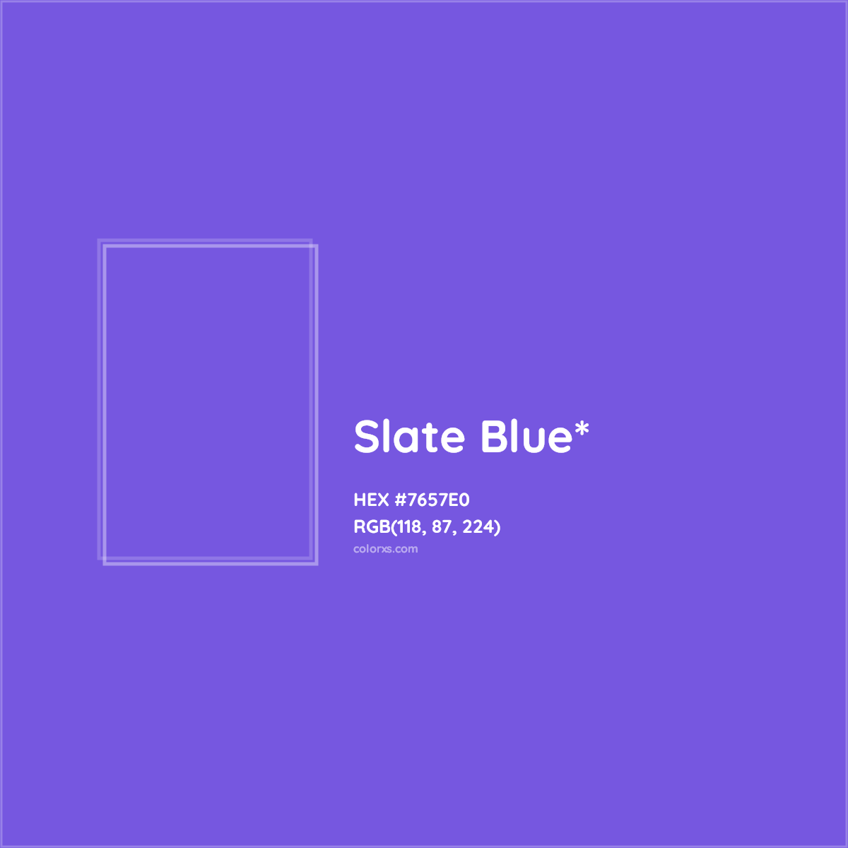 #7657E0 hex color. RGB, RYB, CMYK, HSL, HSV codes and color conversions. Matching color names, palettes, paints.