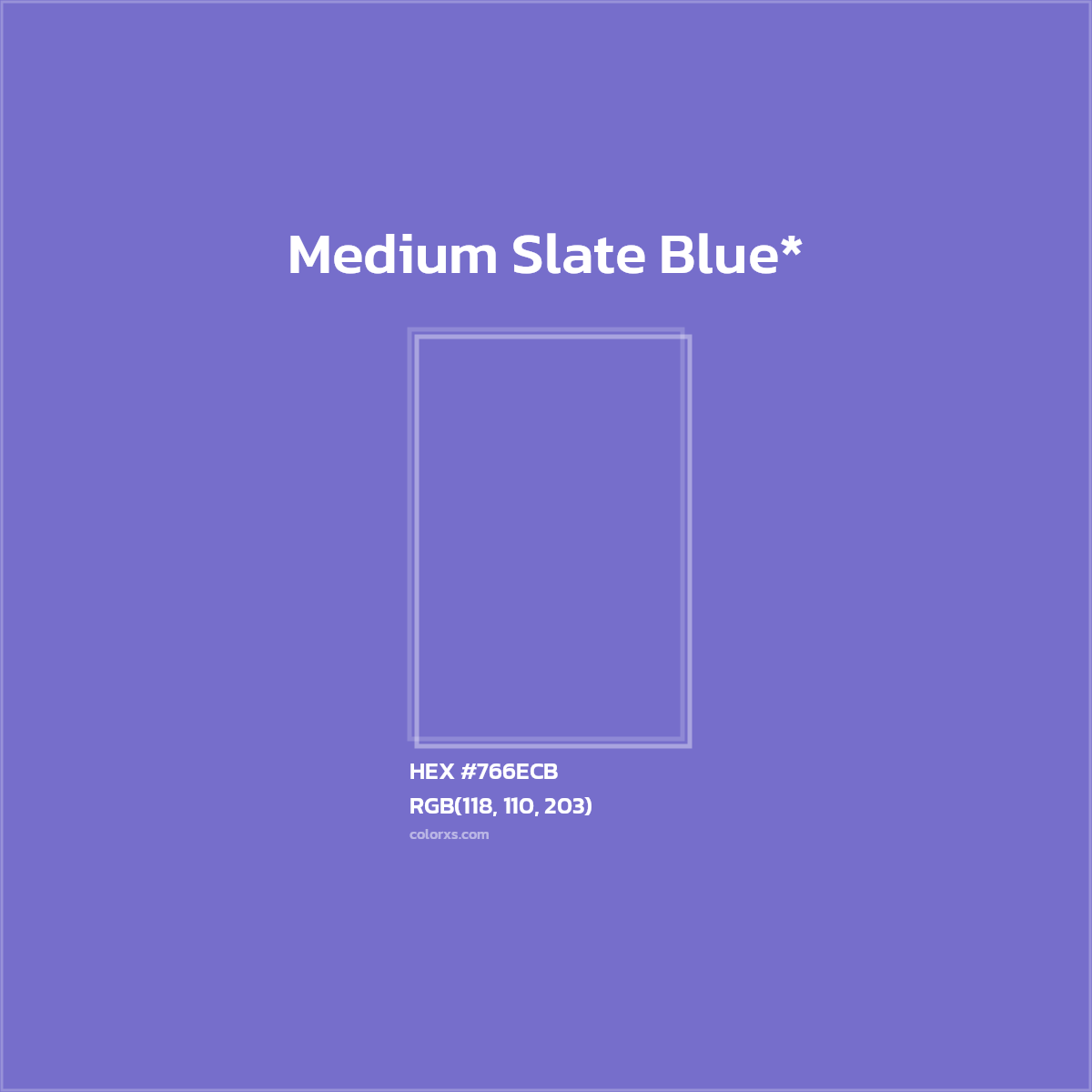 #766ECB hex color. RGB, RYB, CMYK, HSL, HSV codes and color conversions. Matching color names, palettes, paints.