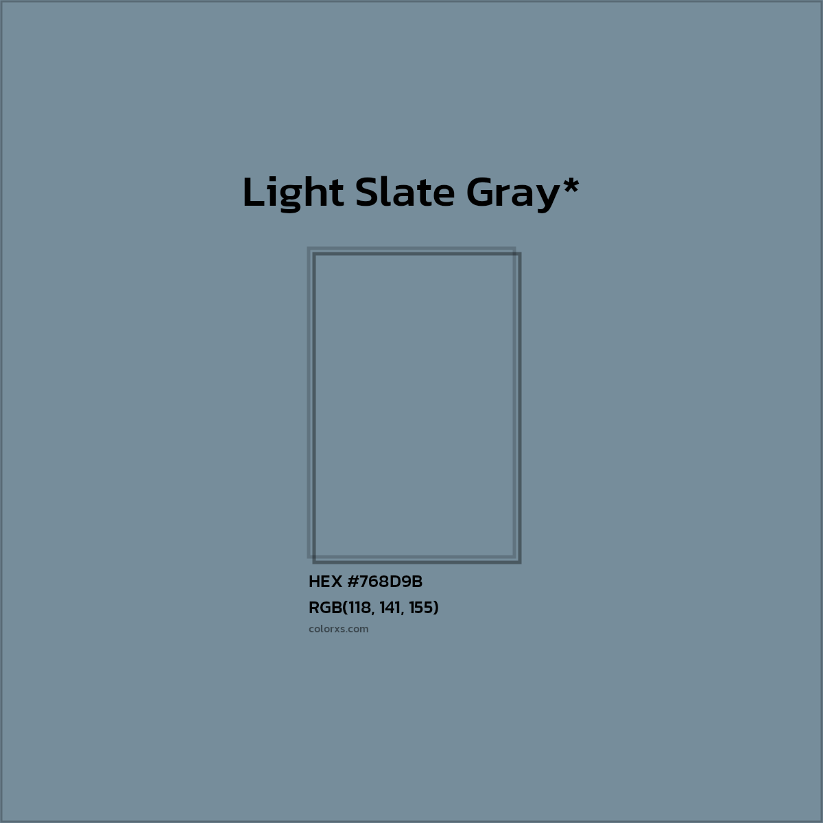 #768D9B hex color. RGB, RYB, CMYK, HSL, HSV codes and color conversions. Matching color names, palettes, paints.