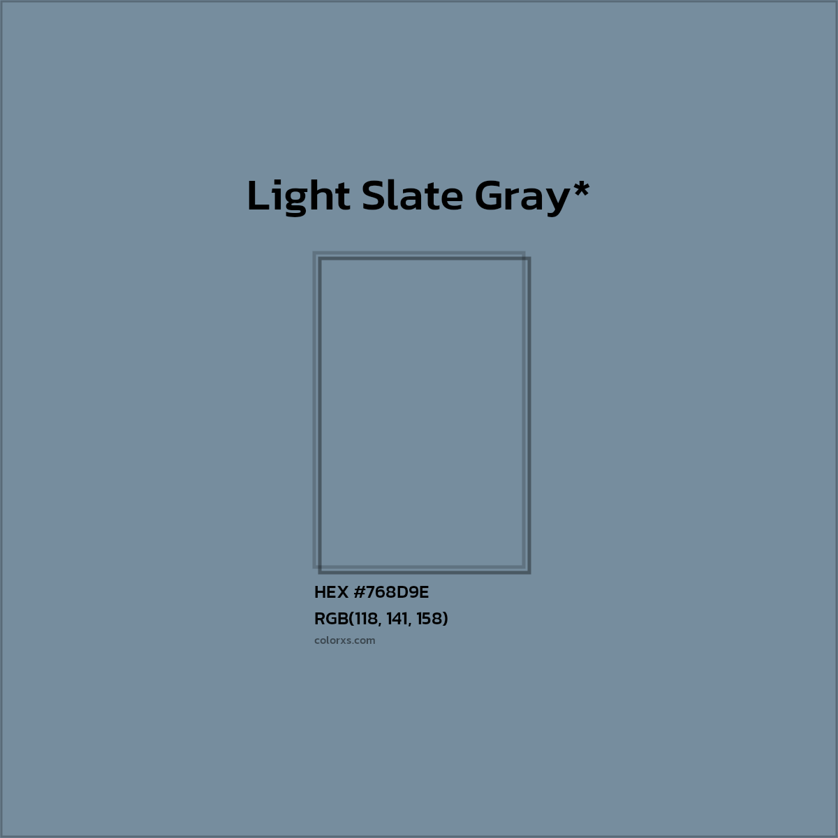 #768D9E hex color. RGB, RYB, CMYK, HSL, HSV codes and color conversions. Matching color names, palettes, paints.
