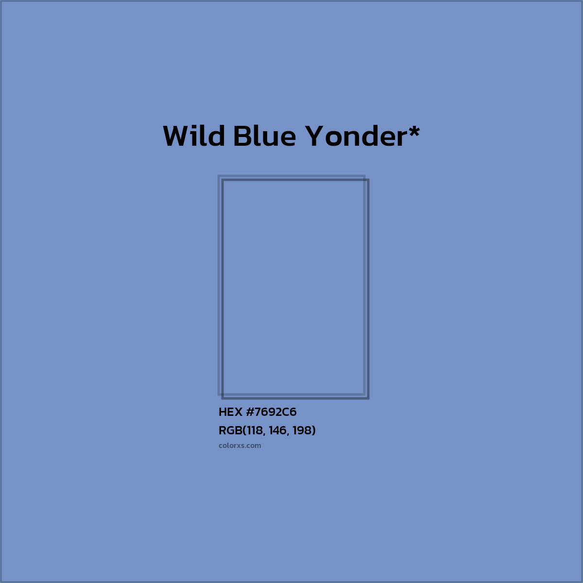 #7692C6 hex color. RGB, RYB, CMYK, HSL, HSV codes and color conversions. Matching color names, palettes, paints.