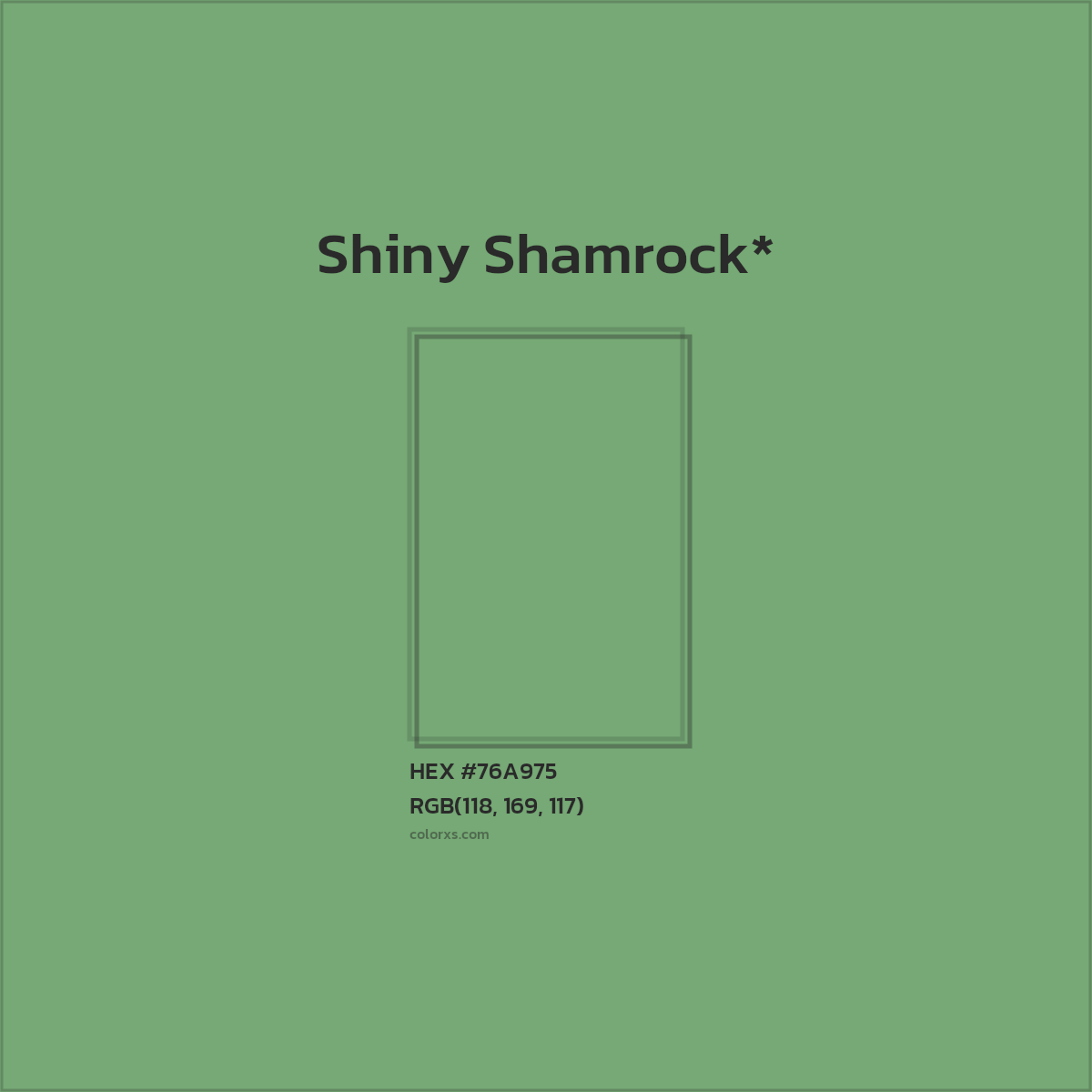 #76A975 hex color. RGB, RYB, CMYK, HSL, HSV codes and color conversions. Matching color names, palettes, paints.
