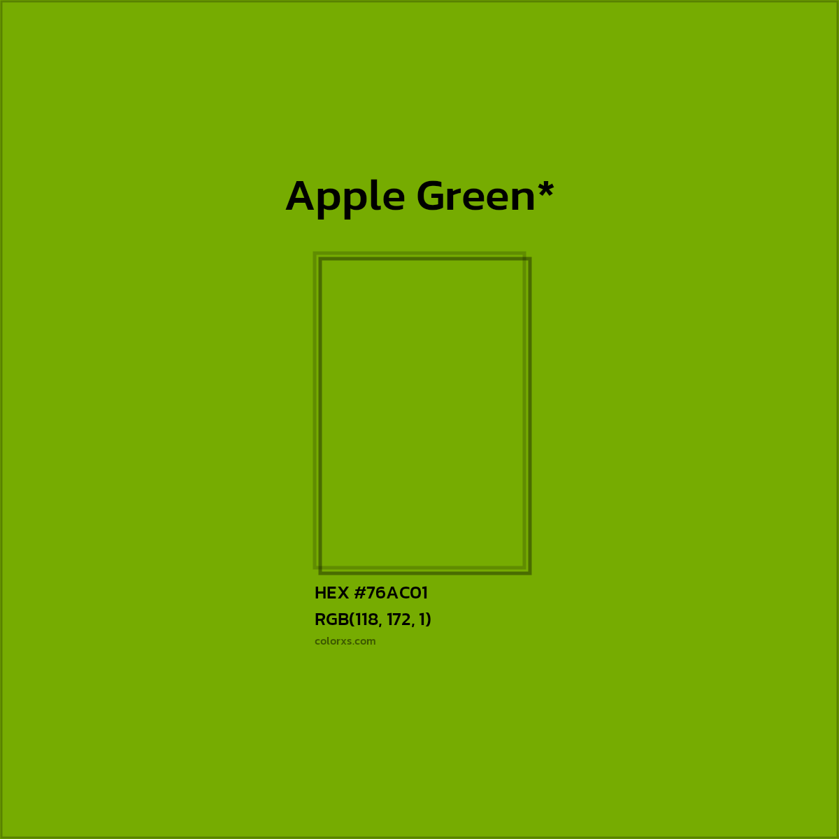 #76AC01 hex color. RGB, RYB, CMYK, HSL, HSV codes and color conversions. Matching color names, palettes, paints.
