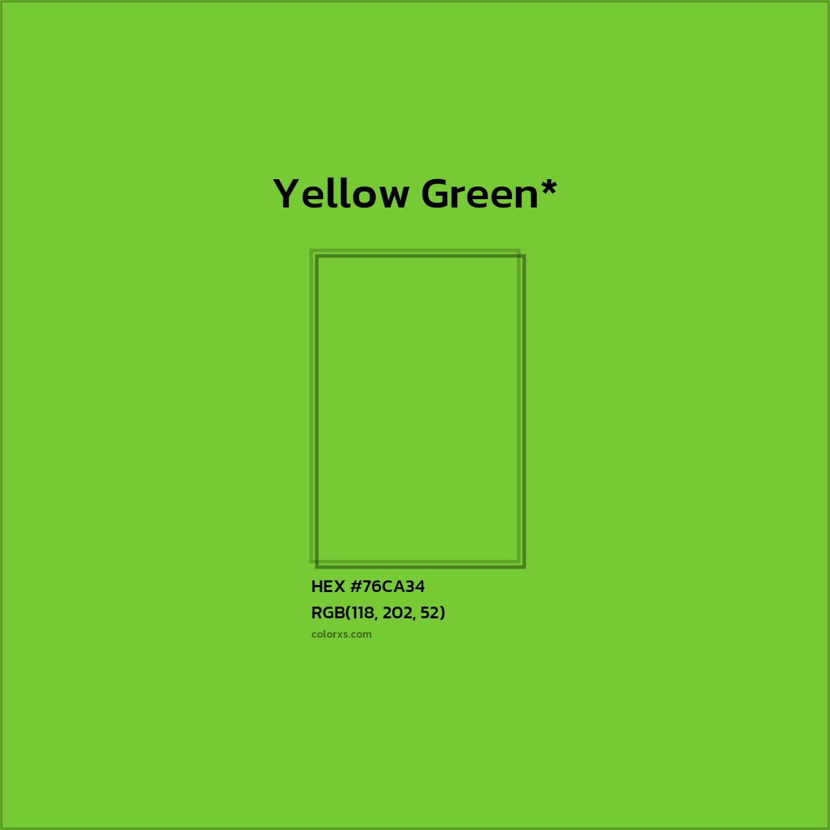 #76CA34 hex color. RGB, RYB, CMYK, HSL, HSV codes and color conversions. Matching color names, palettes, paints.