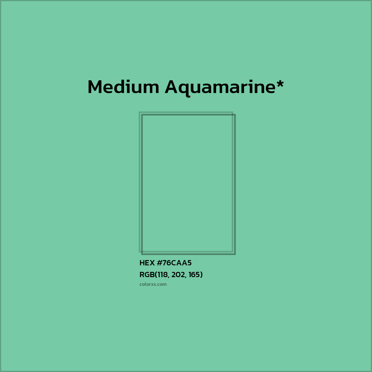 #76CAA5 hex color. RGB, RYB, CMYK, HSL, HSV codes and color conversions. Matching color names, palettes, paints.