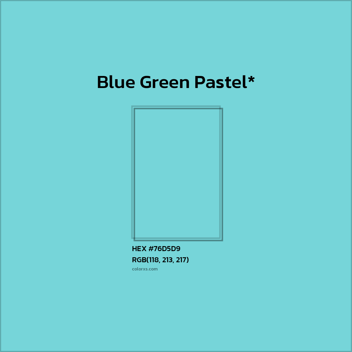 #76D5D9 hex color. RGB, RYB, CMYK, HSL, HSV codes and color conversions. Matching color names, palettes, paints.