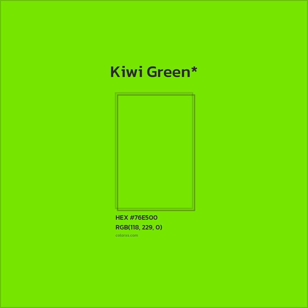 #76E500 hex color. RGB, RYB, CMYK, HSL, HSV codes and color conversions. Matching color names, palettes, paints.