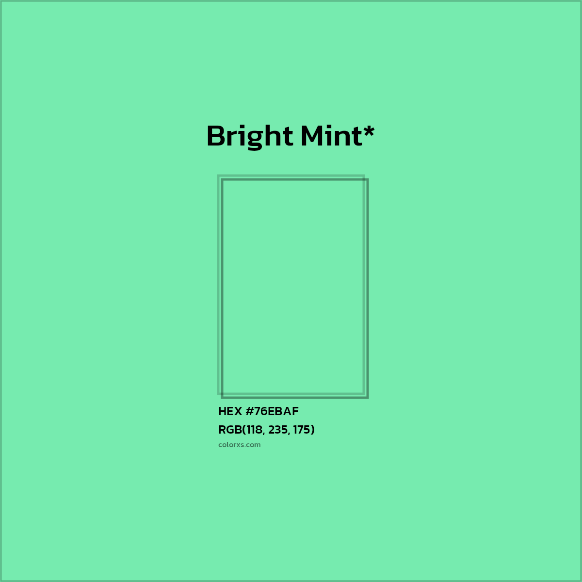 #76EBAF hex color. RGB, RYB, CMYK, HSL, HSV codes and color conversions. Matching color names, palettes, paints.