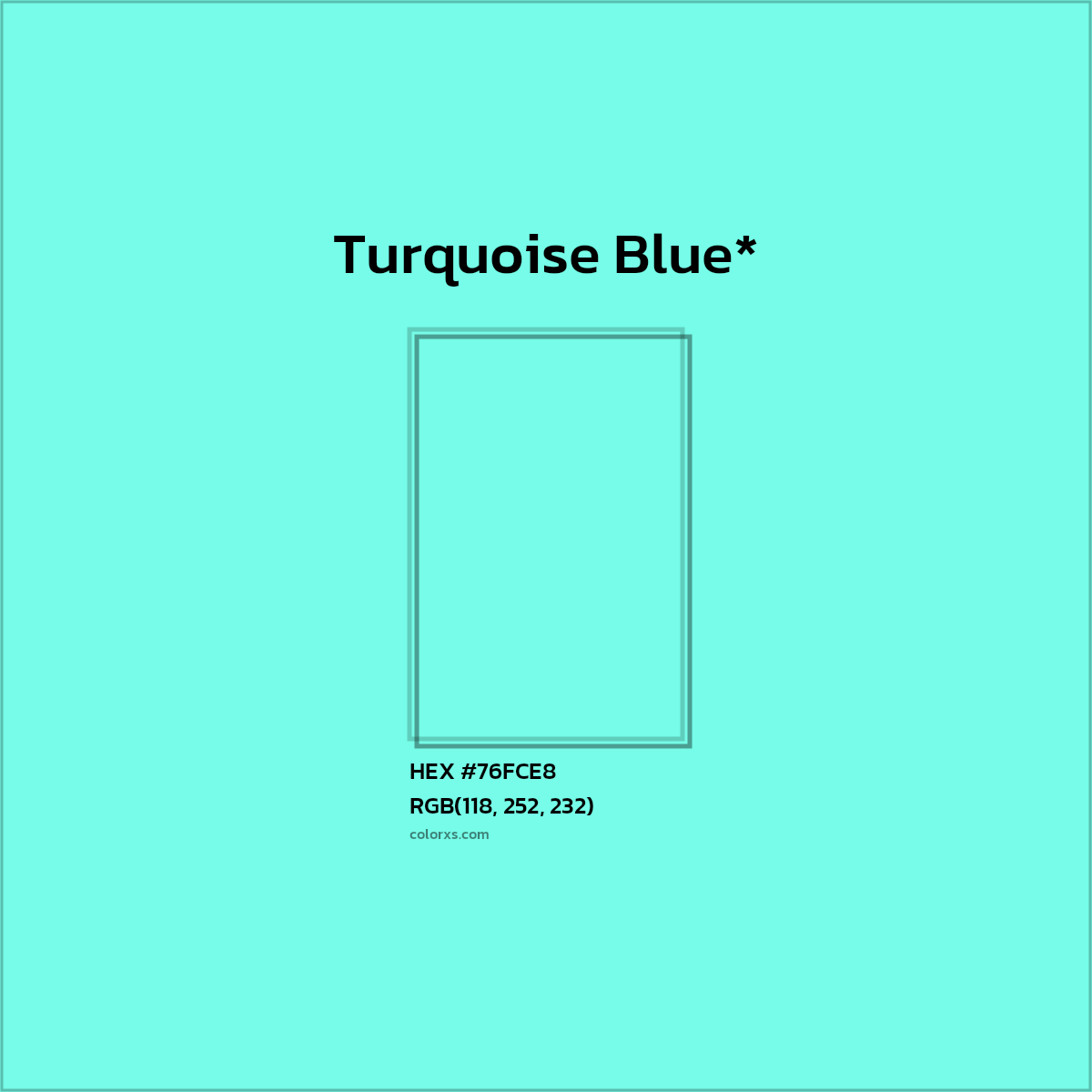 #76FCE8 hex color. RGB, RYB, CMYK, HSL, HSV codes and color conversions. Matching color names, palettes, paints.