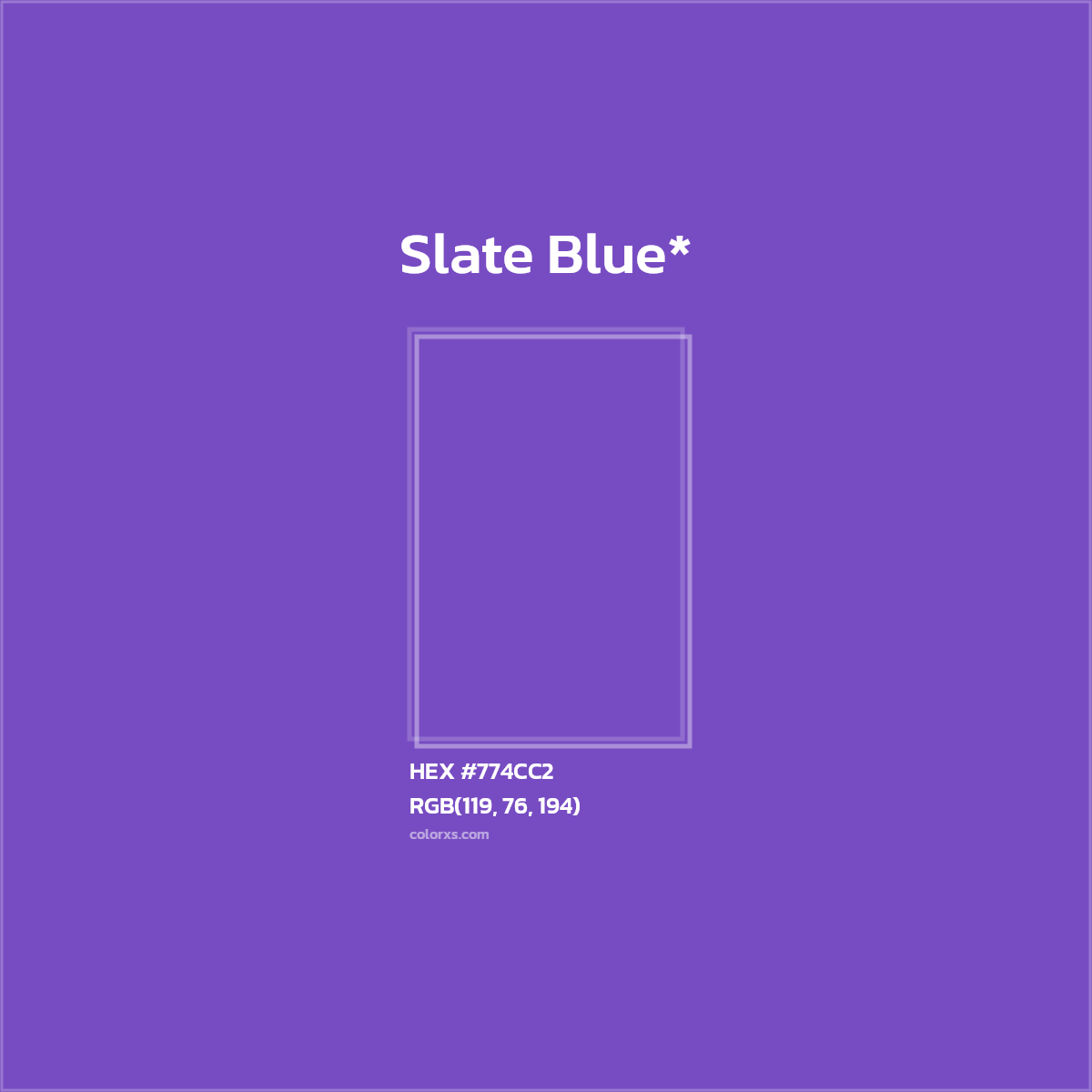 #774CC2 hex color. RGB, RYB, CMYK, HSL, HSV codes and color conversions. Matching color names, palettes, paints.