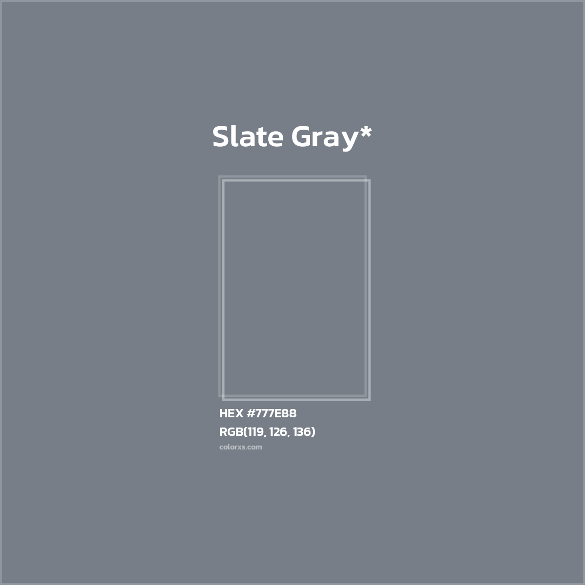 #777E88 hex color. RGB, RYB, CMYK, HSL, HSV codes and color conversions. Matching color names, palettes, paints.