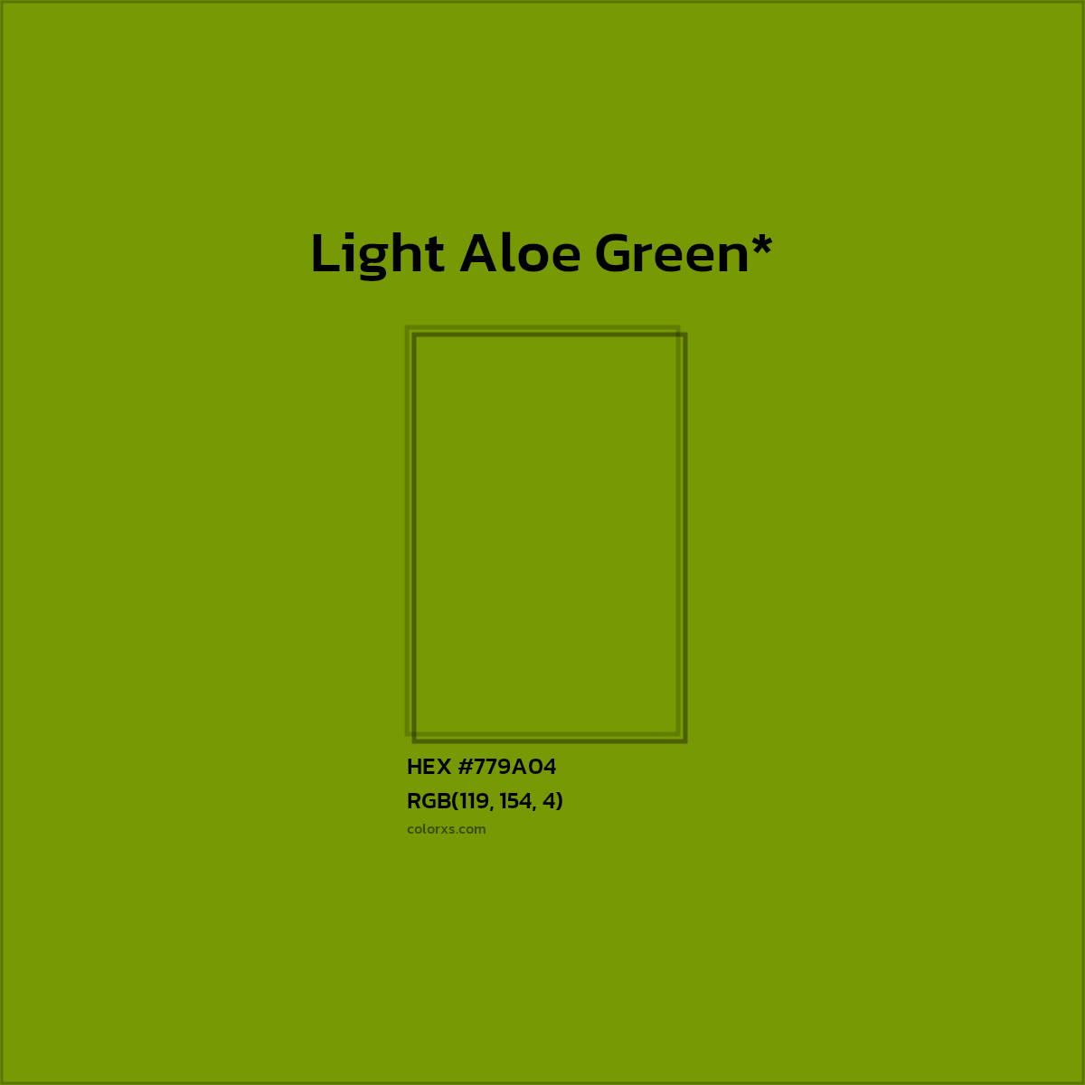 #779A04 hex color. RGB, RYB, CMYK, HSL, HSV codes and color conversions. Matching color names, palettes, paints.