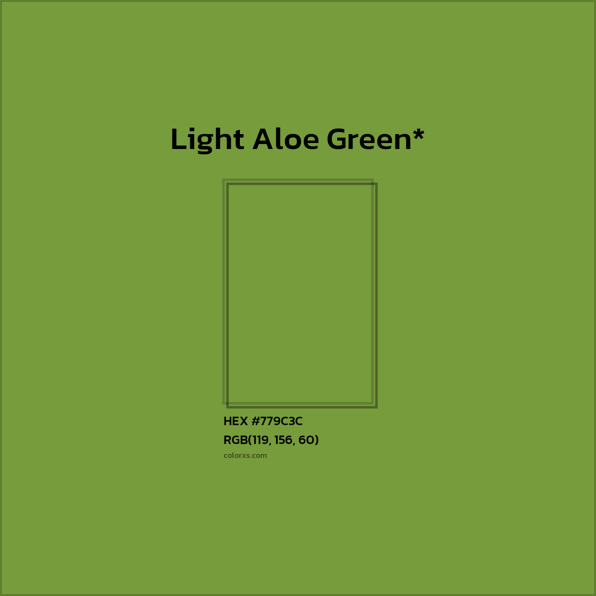 #779C3C hex color. RGB, RYB, CMYK, HSL, HSV codes and color conversions. Matching color names, palettes, paints.