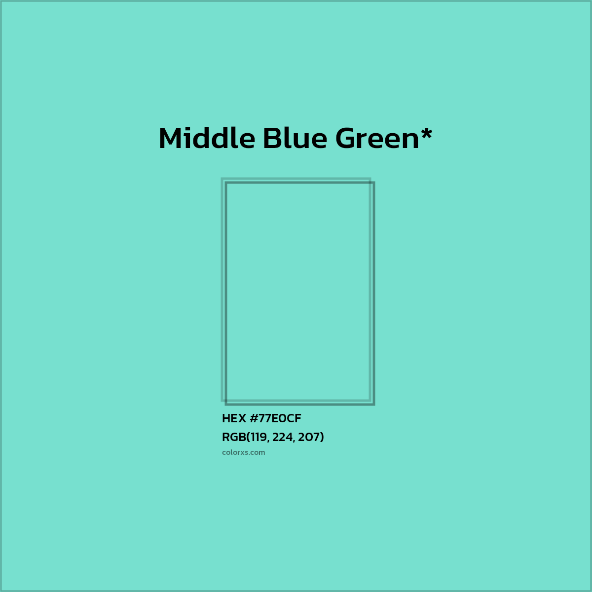 #77E0CF hex color. RGB, RYB, CMYK, HSL, HSV codes and color conversions. Matching color names, palettes, paints.