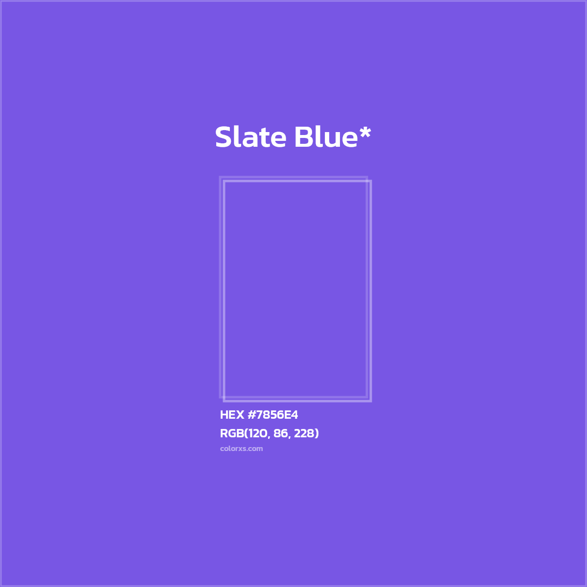 #7856E4 hex color. RGB, RYB, CMYK, HSL, HSV codes and color conversions. Matching color names, palettes, paints.