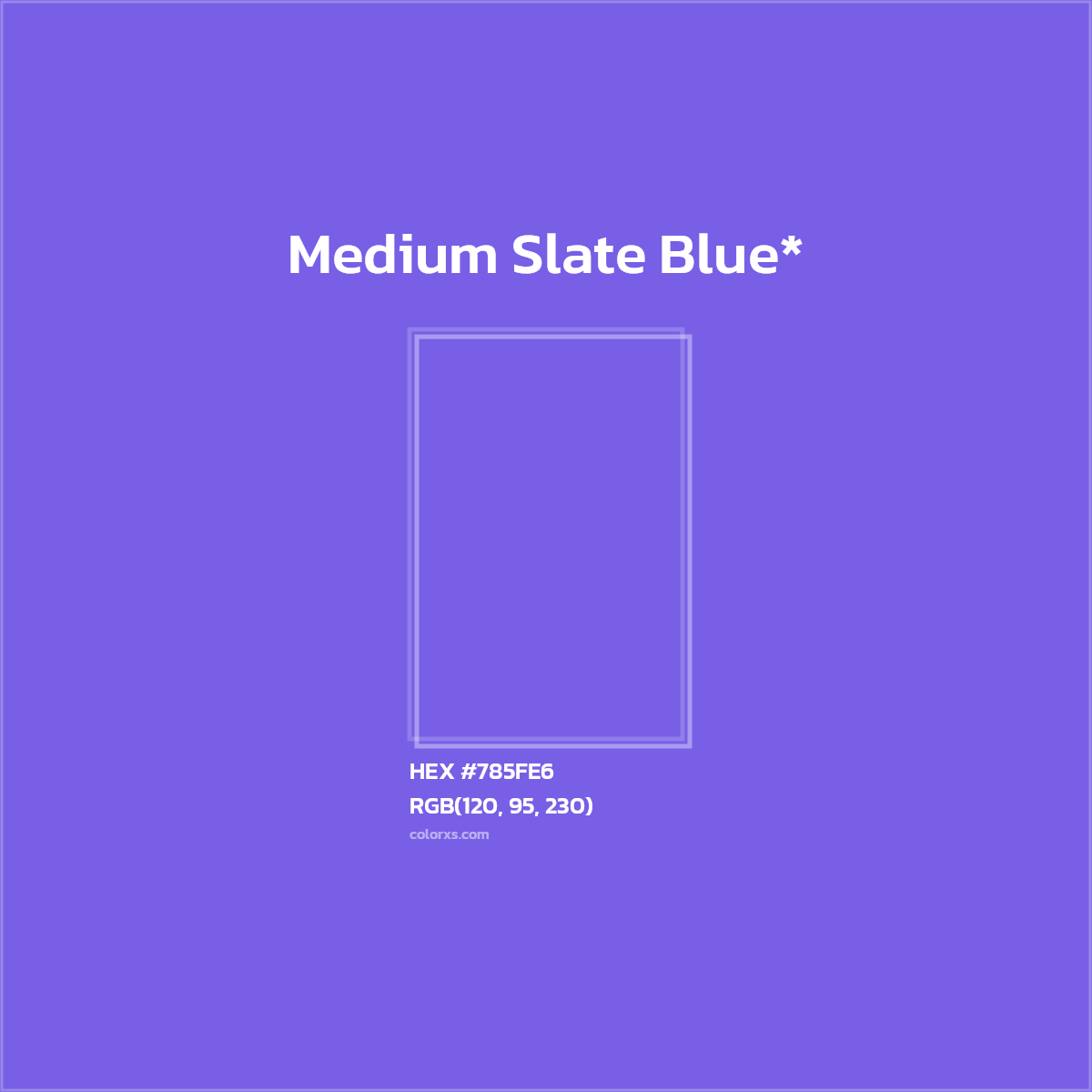 #785FE6 hex color. RGB, RYB, CMYK, HSL, HSV codes and color conversions. Matching color names, palettes, paints.