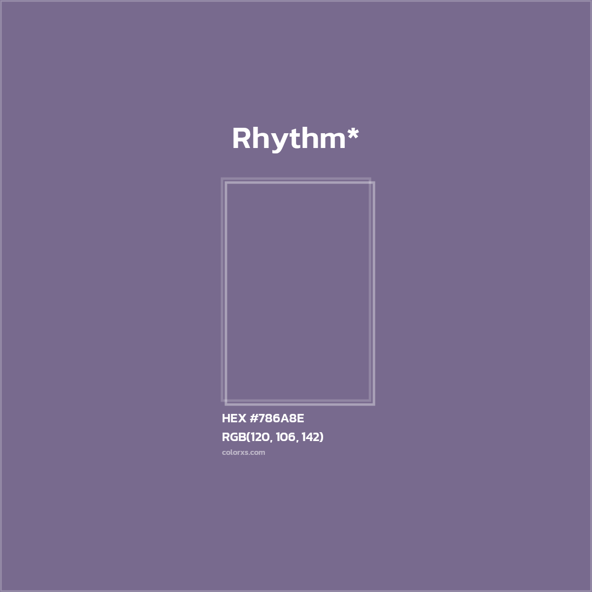 #786A8E hex color. RGB, RYB, CMYK, HSL, HSV codes and color conversions. Matching color names, palettes, paints.