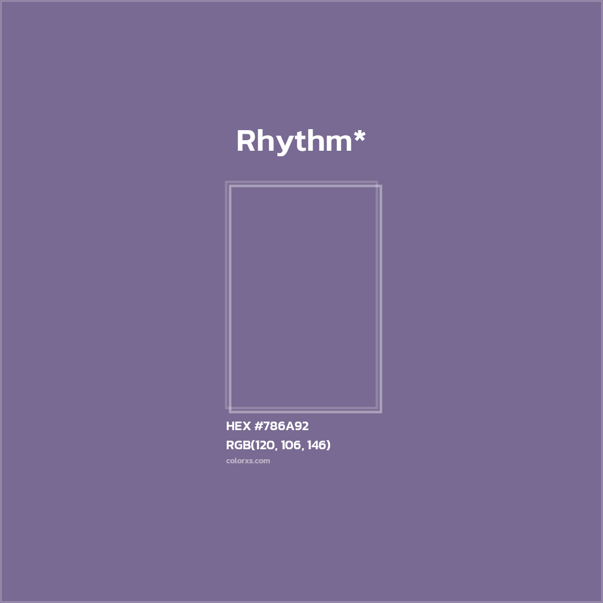 #786A92 hex color. RGB, RYB, CMYK, HSL, HSV codes and color conversions. Matching color names, palettes, paints.