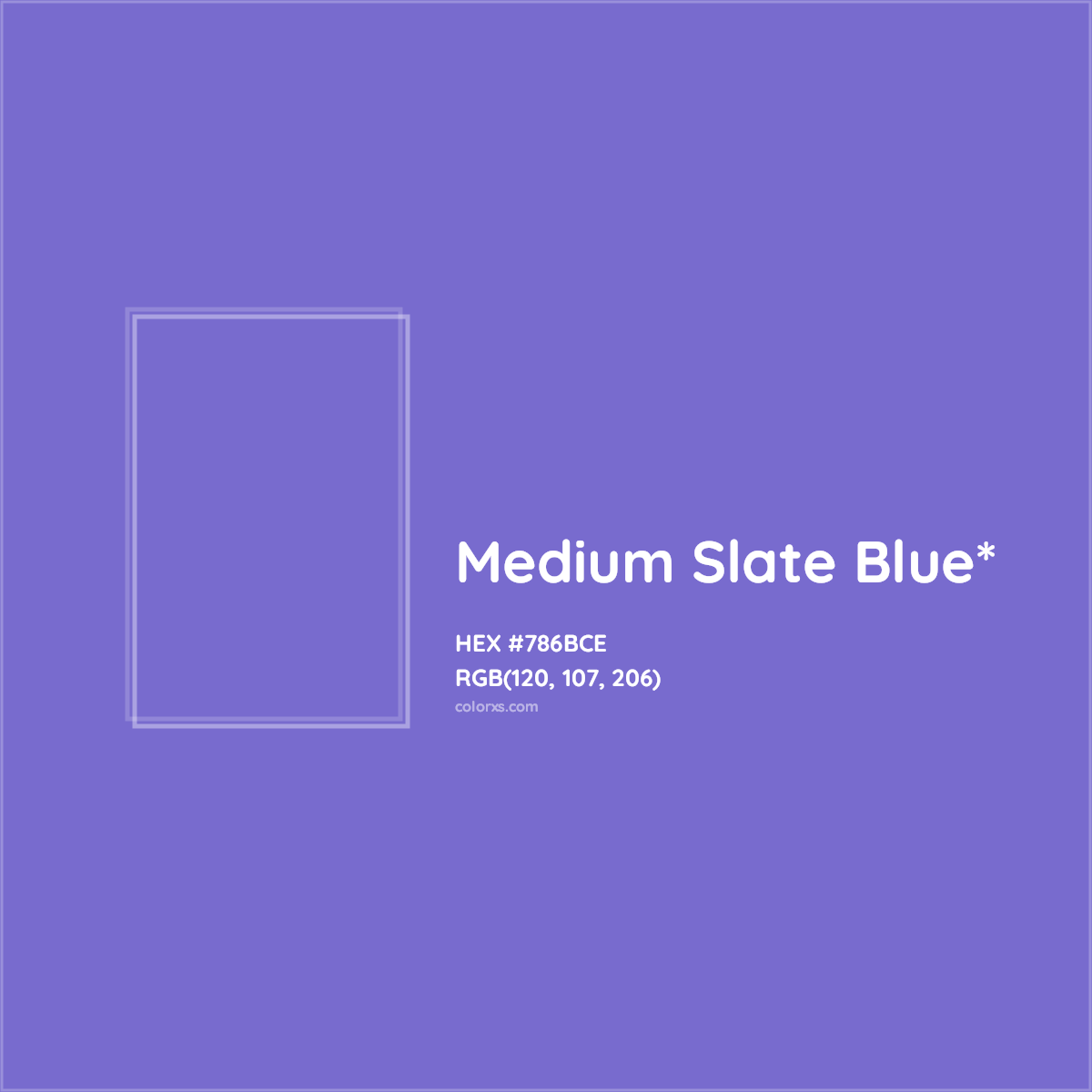 #786BCE hex color. RGB, RYB, CMYK, HSL, HSV codes and color conversions. Matching color names, palettes, paints.