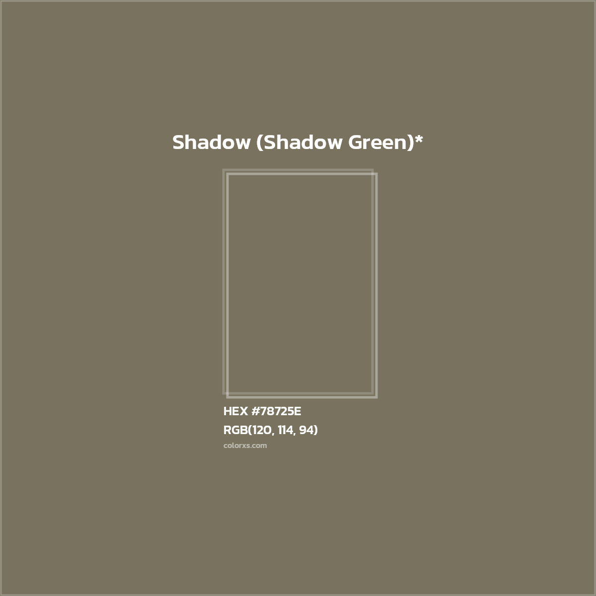 #78725E hex color. RGB, RYB, CMYK, HSL, HSV codes and color conversions. Matching color names, palettes, paints.