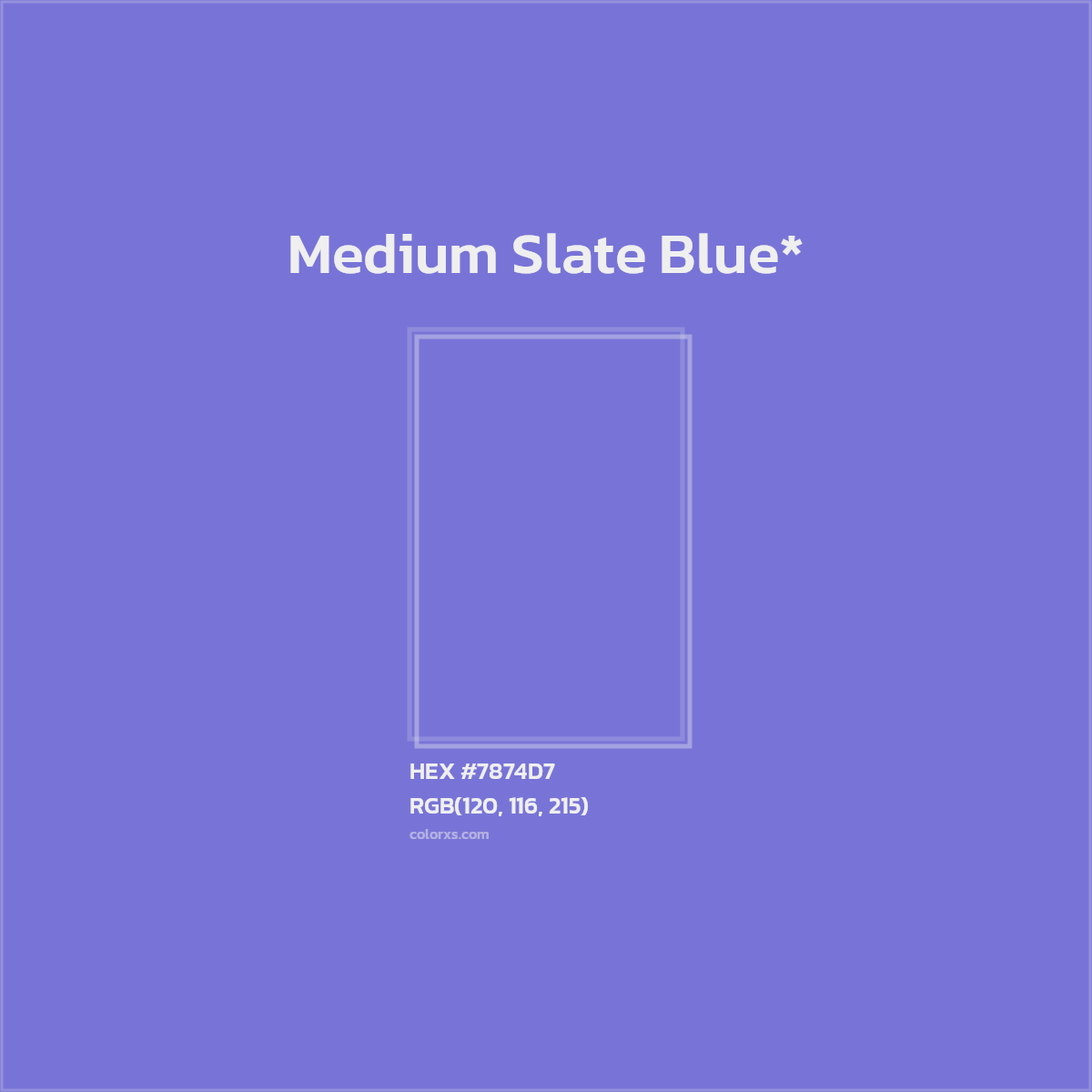 #7874D7 hex color. RGB, RYB, CMYK, HSL, HSV codes and color conversions. Matching color names, palettes, paints.