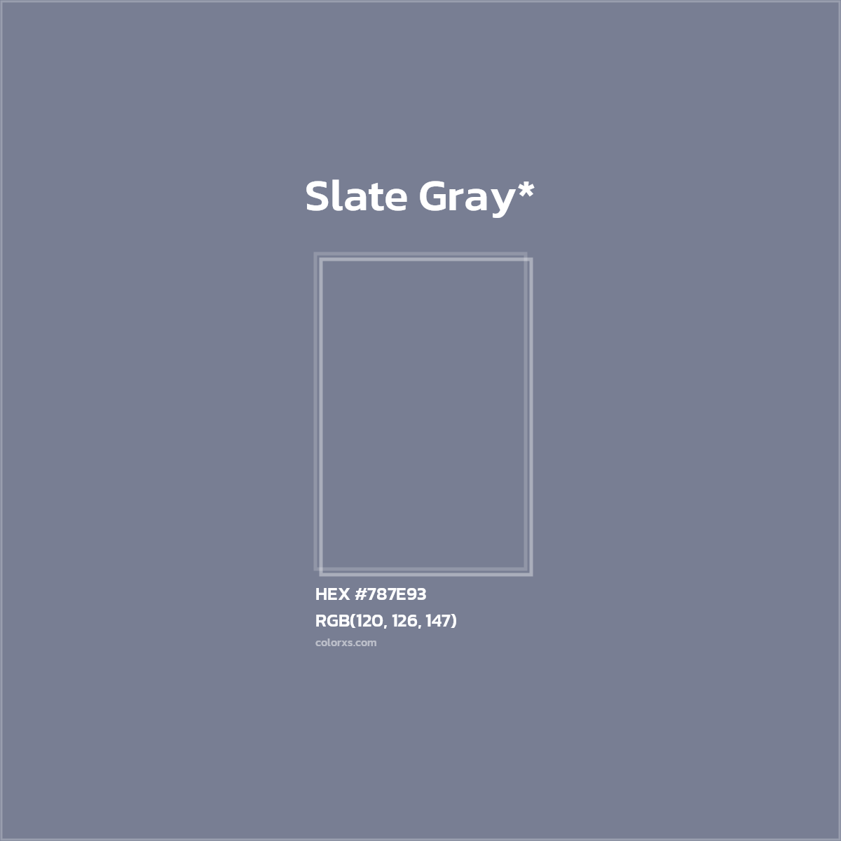 #787E93 hex color. RGB, RYB, CMYK, HSL, HSV codes and color conversions. Matching color names, palettes, paints.