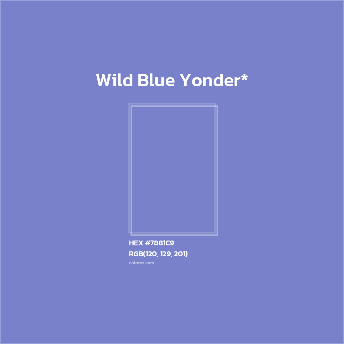 #7881C9 hex color. RGB, RYB, CMYK, HSL, HSV codes and color conversions. Matching color names, palettes, paints.