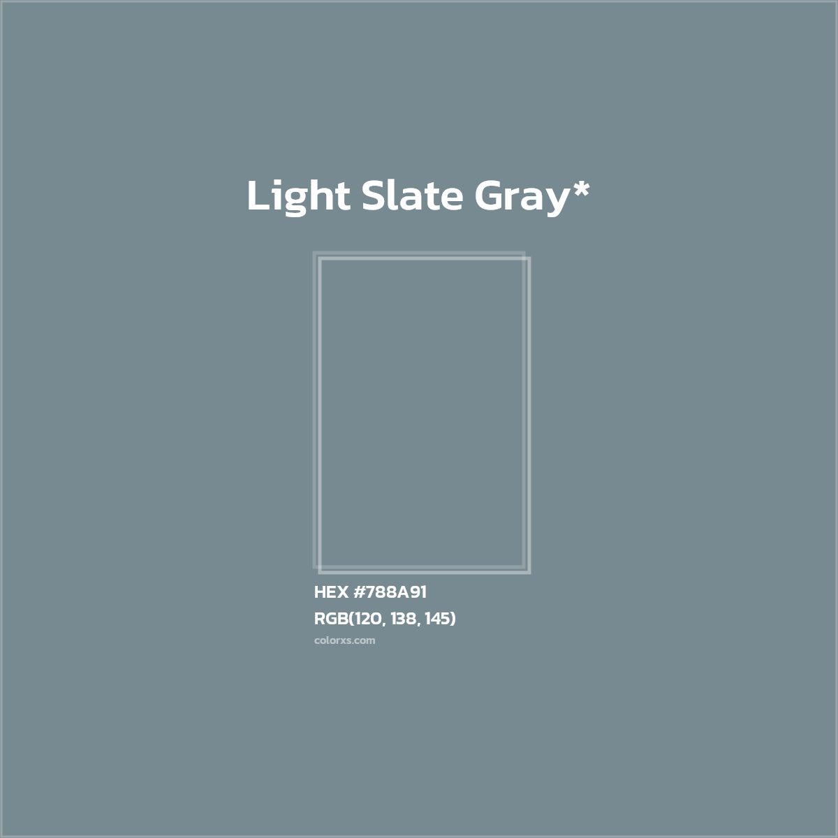 #788A91 hex color. RGB, RYB, CMYK, HSL, HSV codes and color conversions. Matching color names, palettes, paints.