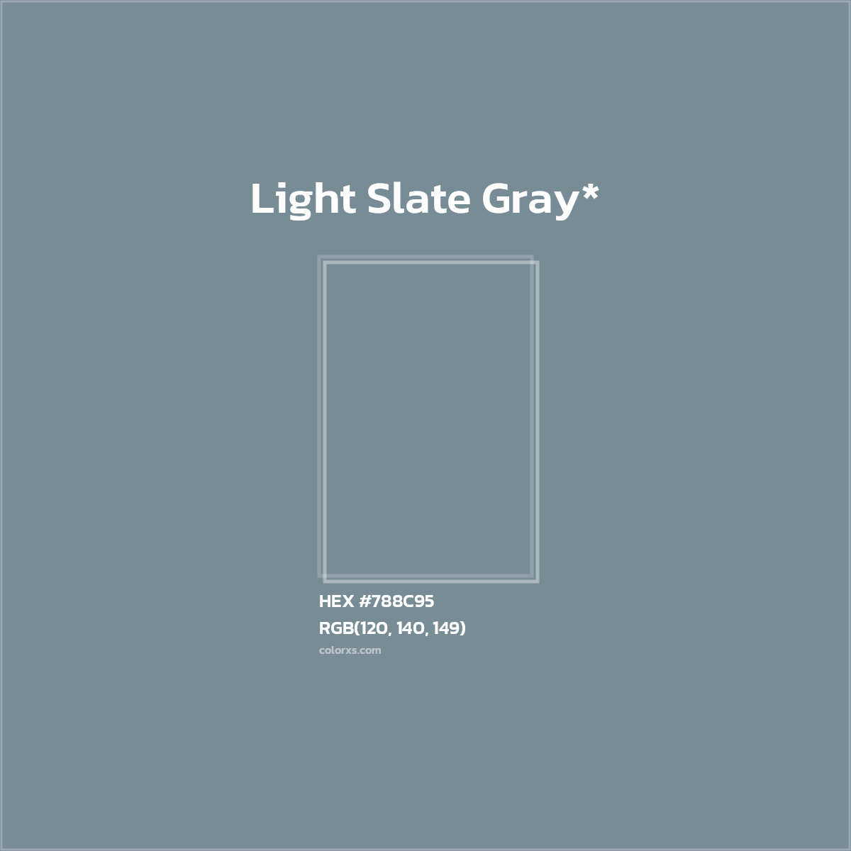 #788C95 hex color. RGB, RYB, CMYK, HSL, HSV codes and color conversions. Matching color names, palettes, paints.