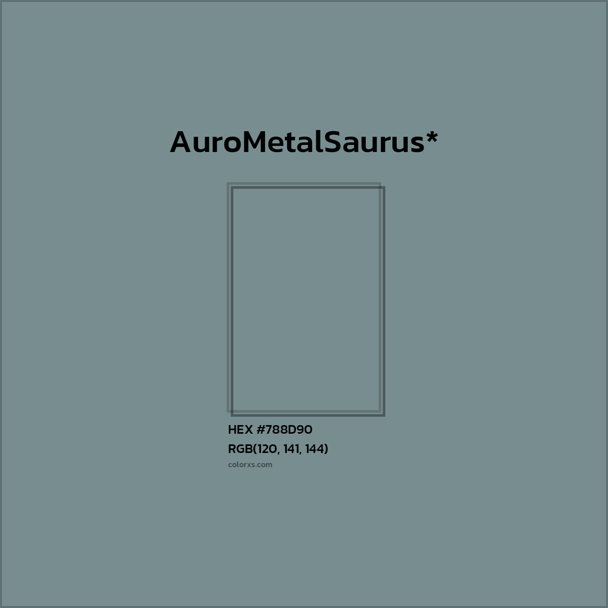 #788D90 hex color. RGB, RYB, CMYK, HSL, HSV codes and color conversions. Matching color names, palettes, paints.
