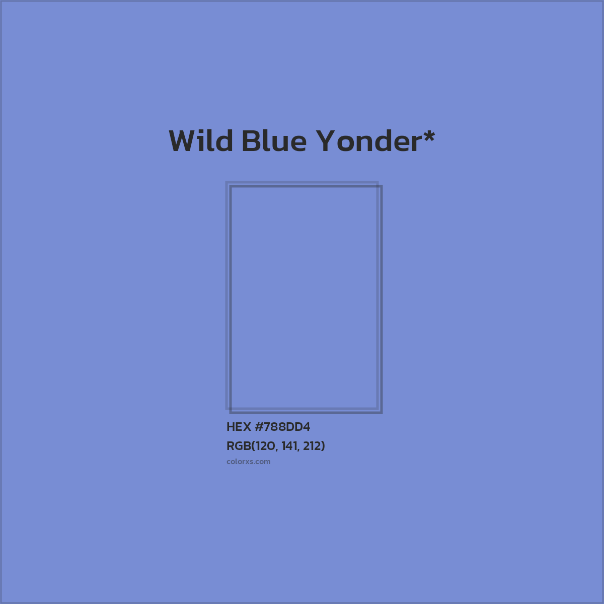 #788DD4 hex color. RGB, RYB, CMYK, HSL, HSV codes and color conversions. Matching color names, palettes, paints.