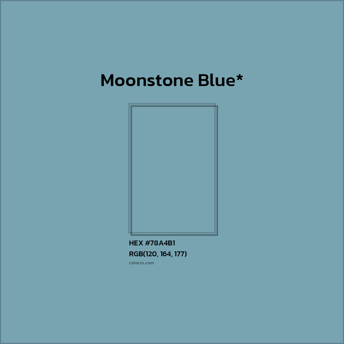 #78A4B1 hex color. RGB, RYB, CMYK, HSL, HSV codes and color conversions. Matching color names, palettes, paints.