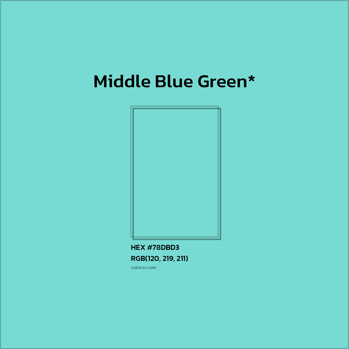 #78DBD3 hex color. RGB, RYB, CMYK, HSL, HSV codes and color conversions. Matching color names, palettes, paints.