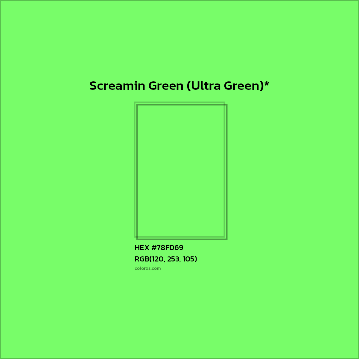 #78FD69 hex color. RGB, RYB, CMYK, HSL, HSV codes and color conversions. Matching color names, palettes, paints.