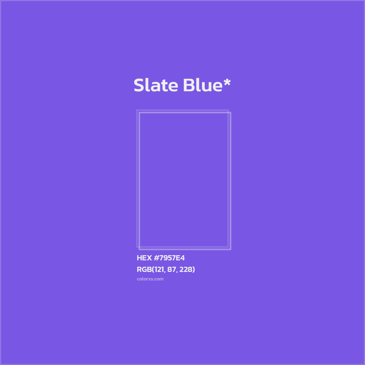 #7957E4 hex color. RGB, RYB, CMYK, HSL, HSV codes and color conversions. Matching color names, palettes, paints.