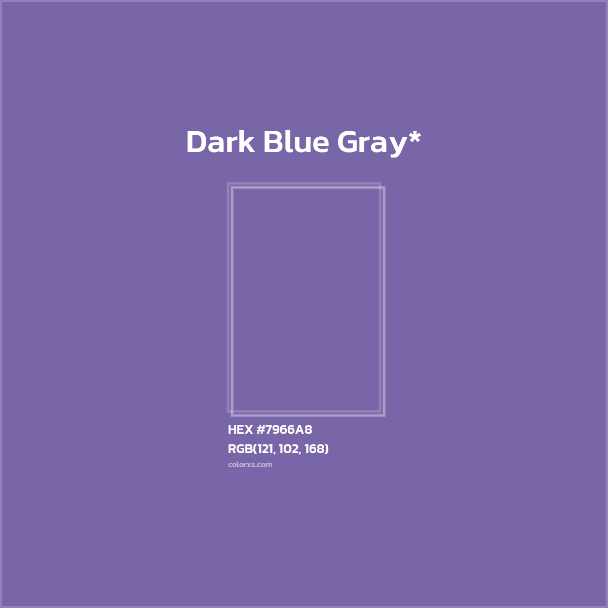 #7966A8 hex color. RGB, RYB, CMYK, HSL, HSV codes and color conversions. Matching color names, palettes, paints.