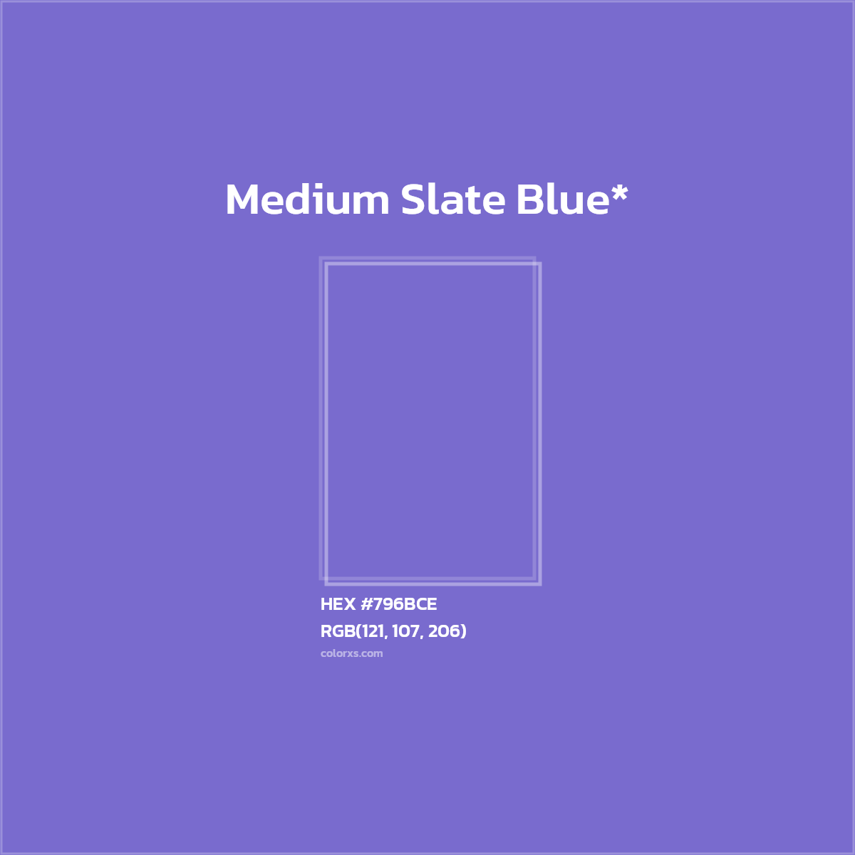 #796BCE hex color. RGB, RYB, CMYK, HSL, HSV codes and color conversions. Matching color names, palettes, paints.