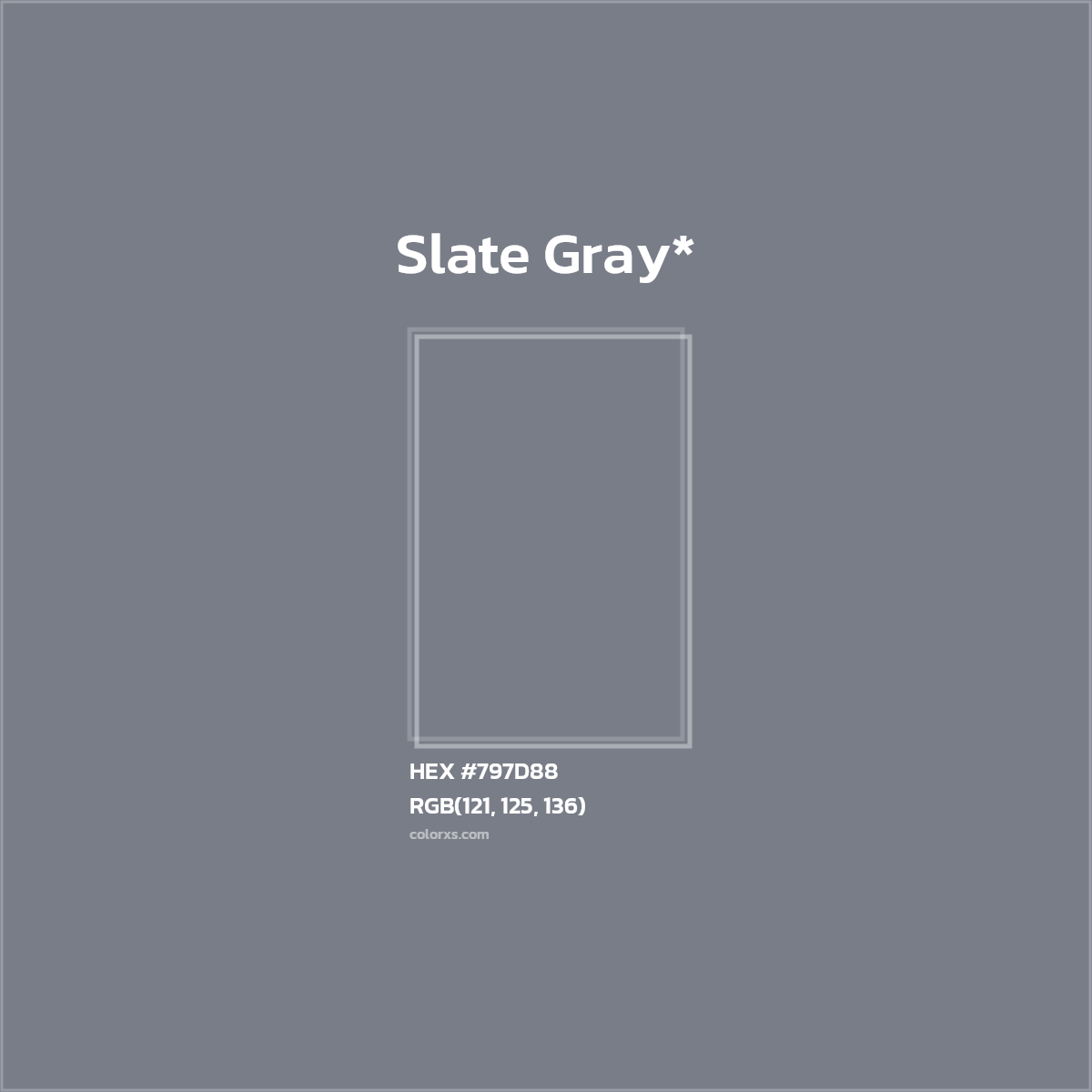 #797D88 hex color. RGB, RYB, CMYK, HSL, HSV codes and color conversions. Matching color names, palettes, paints.