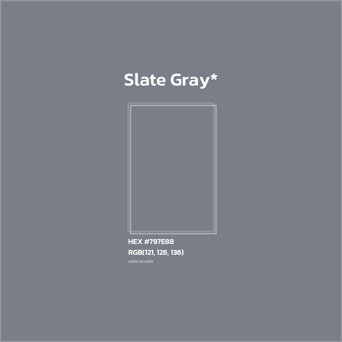 #797E88 hex color. RGB, RYB, CMYK, HSL, HSV codes and color conversions. Matching color names, palettes, paints.