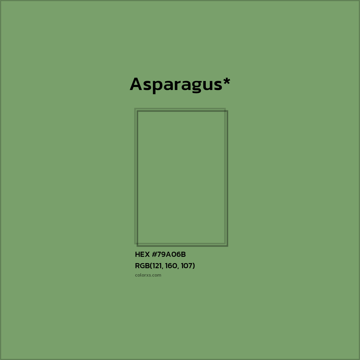 #79A06B hex color. RGB, RYB, CMYK, HSL, HSV codes and color conversions. Matching color names, palettes, paints.