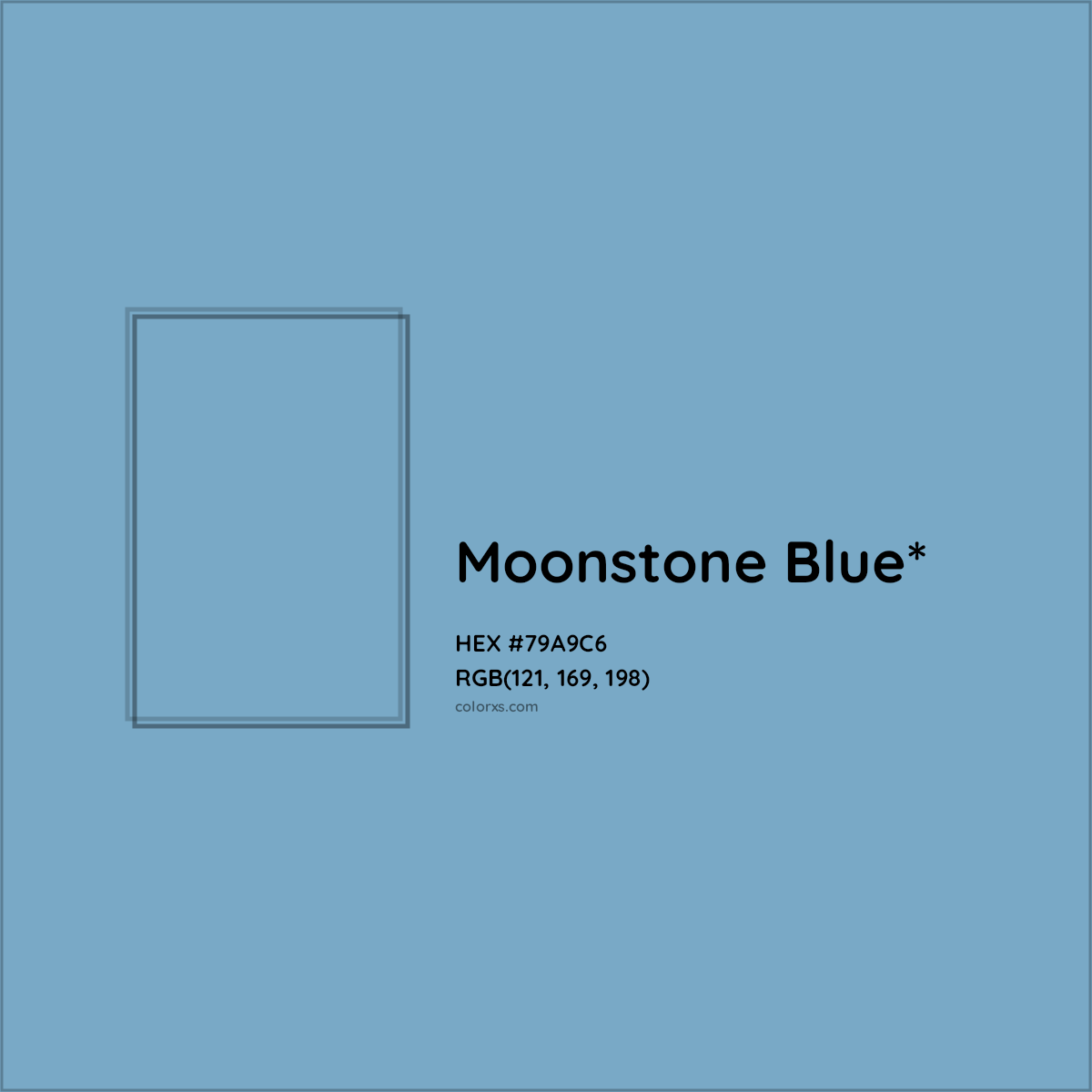 #79A9C6 hex color. RGB, RYB, CMYK, HSL, HSV codes and color conversions. Matching color names, palettes, paints.