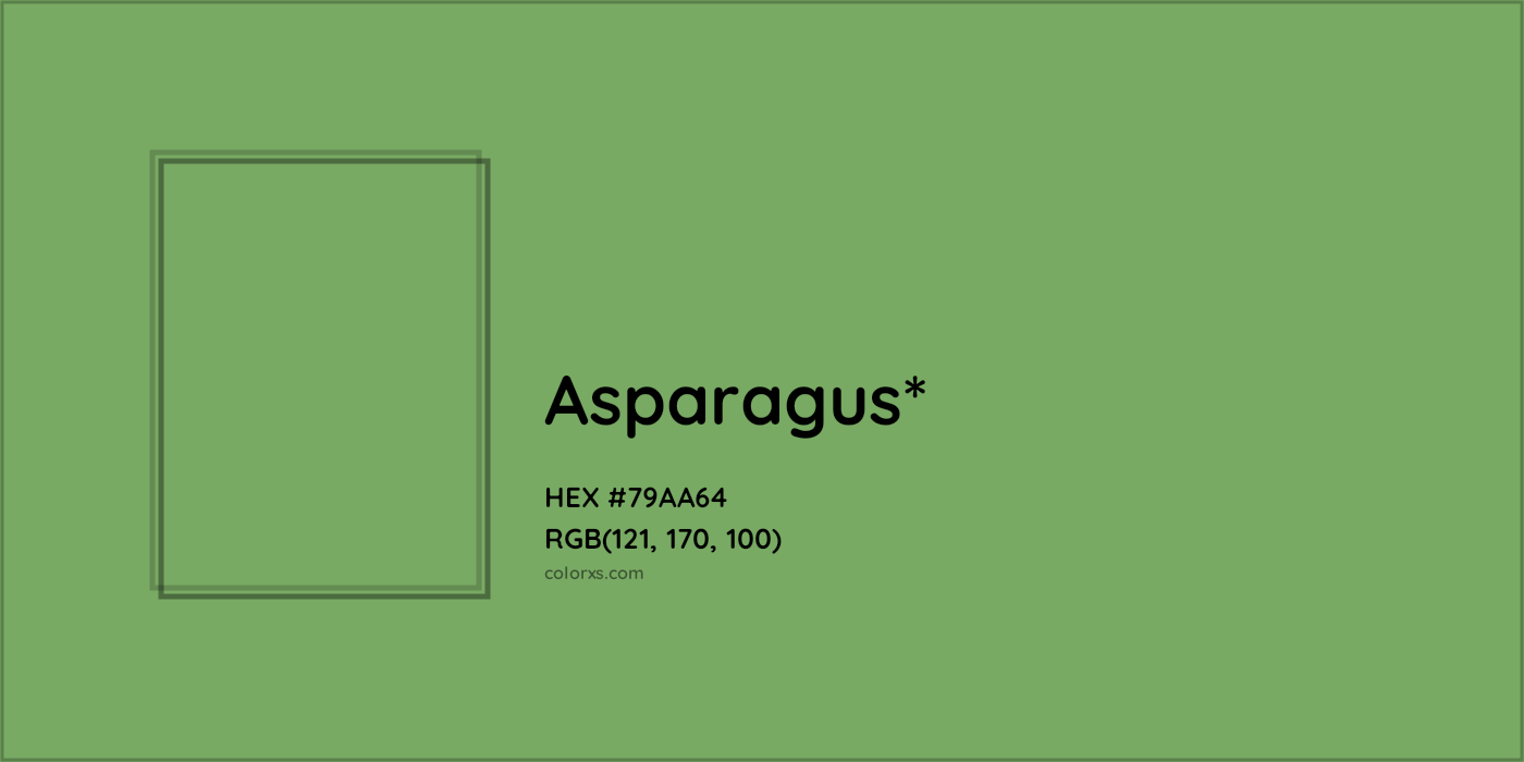 #79AA64 hex color. RGB, RYB, CMYK, HSL, HSV codes and color conversions. Matching color names, palettes, paints.