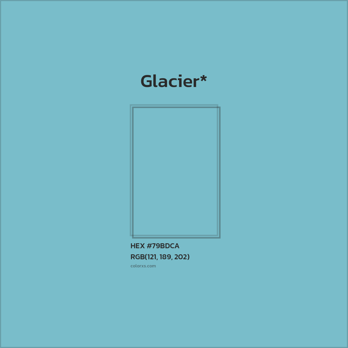 #79BDCA hex color. RGB, RYB, CMYK, HSL, HSV codes and color conversions. Matching color names, palettes, paints.