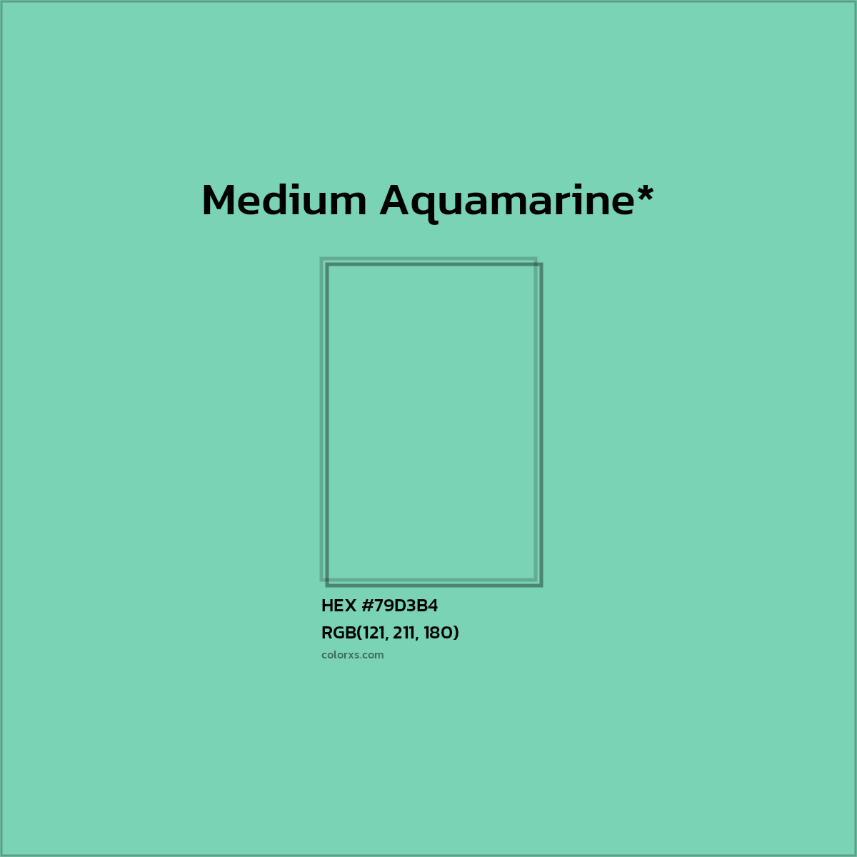 #79D3B4 hex color. RGB, RYB, CMYK, HSL, HSV codes and color conversions. Matching color names, palettes, paints.