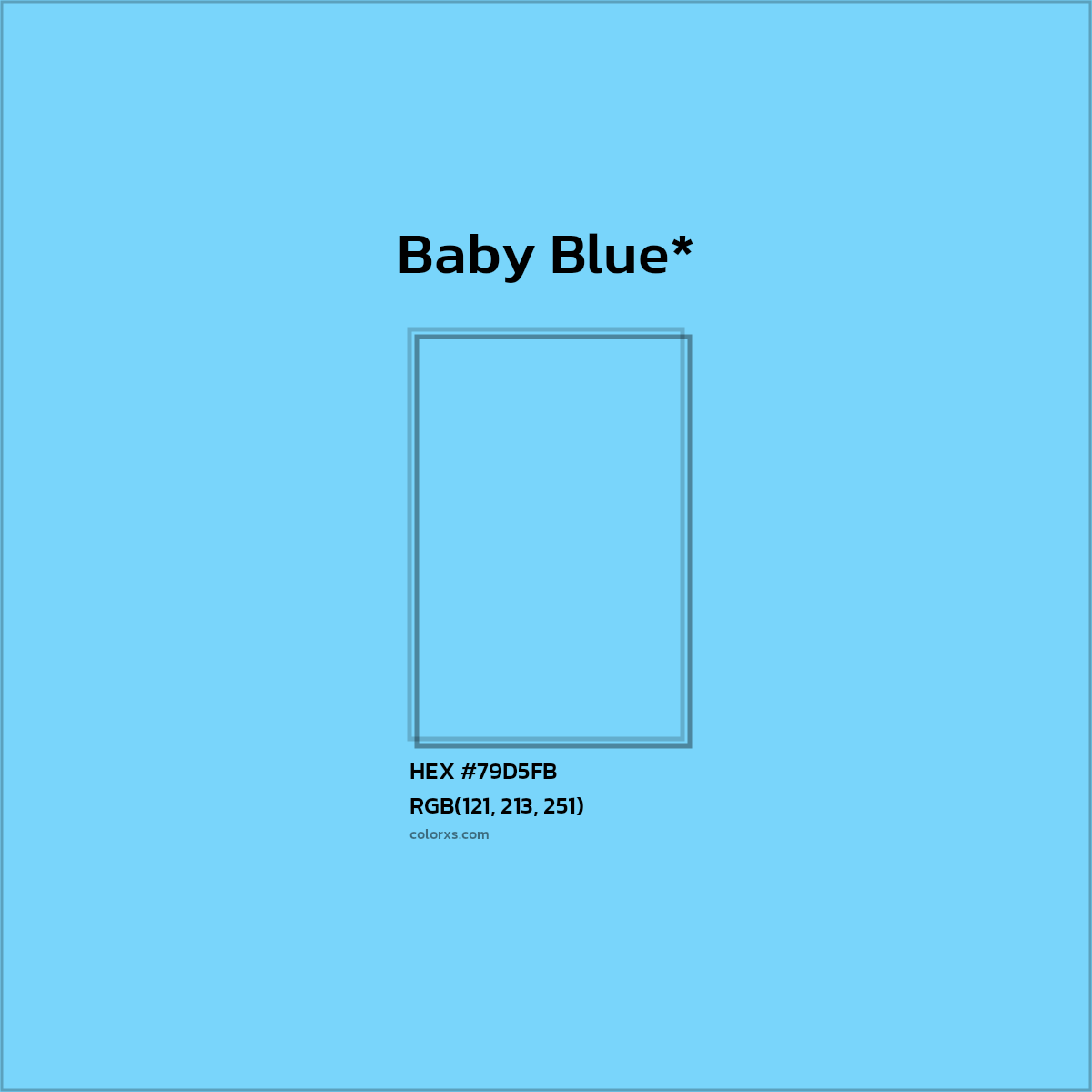 #79D5FB hex color. RGB, RYB, CMYK, HSL, HSV codes and color conversions. Matching color names, palettes, paints.