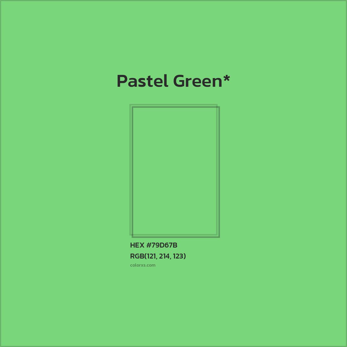#79D67B hex color. RGB, RYB, CMYK, HSL, HSV codes and color conversions. Matching color names, palettes, paints.