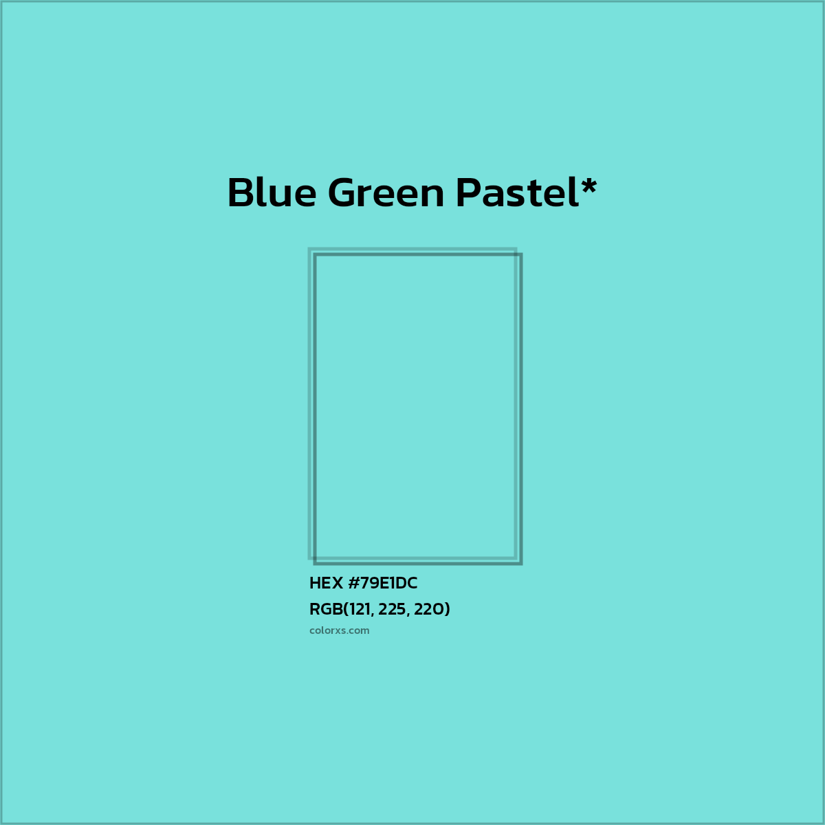 #79E1DC hex color. RGB, RYB, CMYK, HSL, HSV codes and color conversions. Matching color names, palettes, paints.