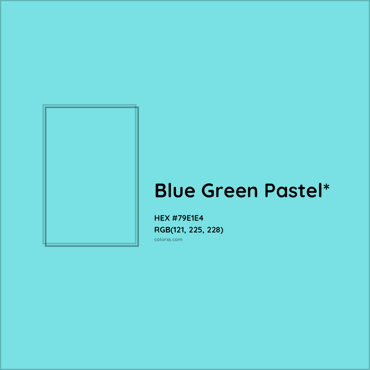 #79E1E4 hex color. RGB, RYB, CMYK, HSL, HSV codes and color conversions. Matching color names, palettes, paints.