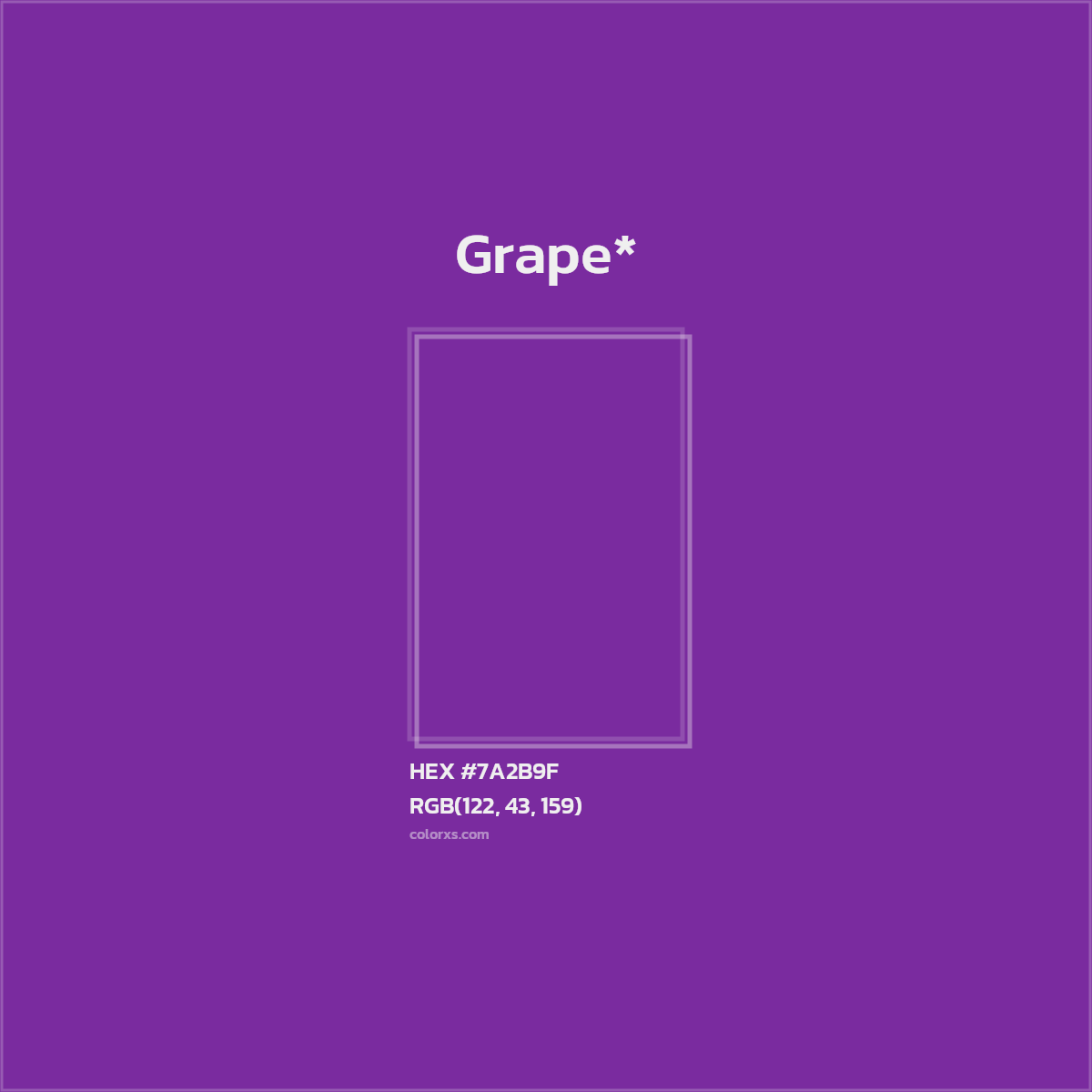 #7A2B9F hex color. RGB, RYB, CMYK, HSL, HSV codes and color conversions. Matching color names, palettes, paints.